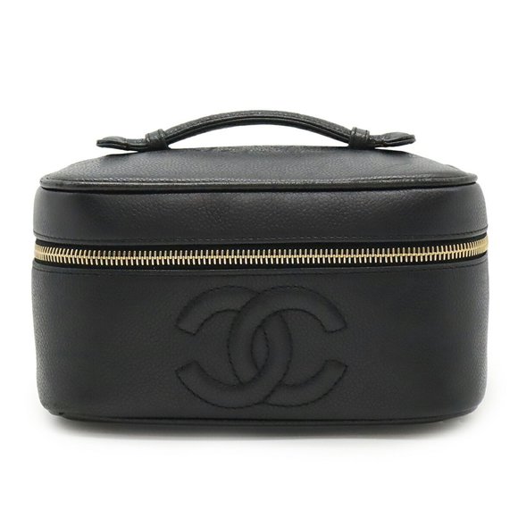 CHANEL Black Caviar Leather Logo Pouch - Picture 1 of 10